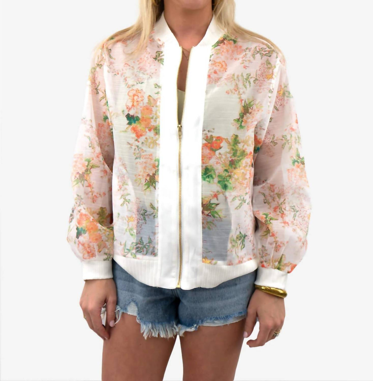 Fate - Floral Sheer Bomber Jacket