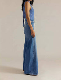 Free People Kellee High Rise Palazzo Jeans in plaza blue - women's jeans - alternate view
