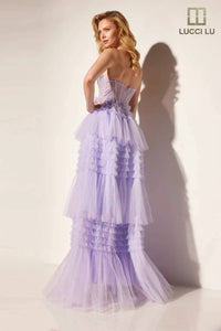 Lucci Lu - Glitter Strapless A-line Tiered Gown