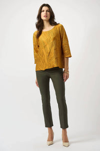 Joseph Ribkoff - Pleated Scoop Neckline Boxy Top