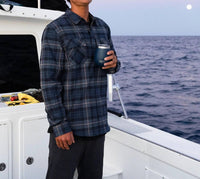 Salty Crew Fathom Tech Flannel Shirt in navy khaki - men's long sleeve top