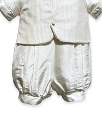 L'Pety Canar - Boy's Knickers Short Sleeve Romper With Champagne Piping