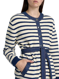 TANYA TAYLOR Delia Cardigan in blue white stripe - women's cardigan - view 5