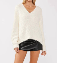 Lovestitch - Hi-low Fuzzy Pullover Sweater