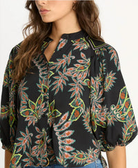 CABALLERO Juliette Top in paisley floral - women's long sleeve top - detail view