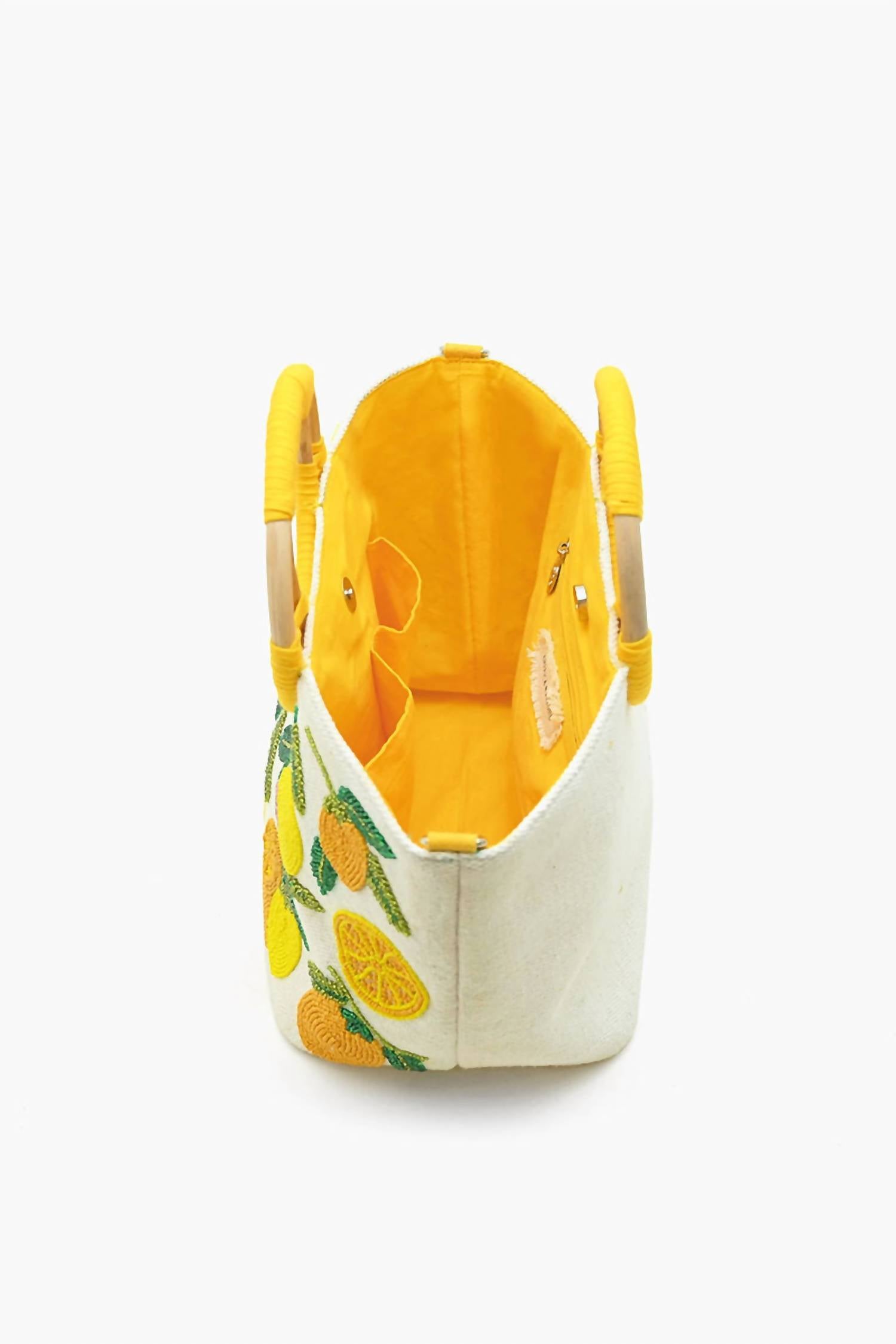 America & Beyond - Make Lemonade Tote With Wicker Handles