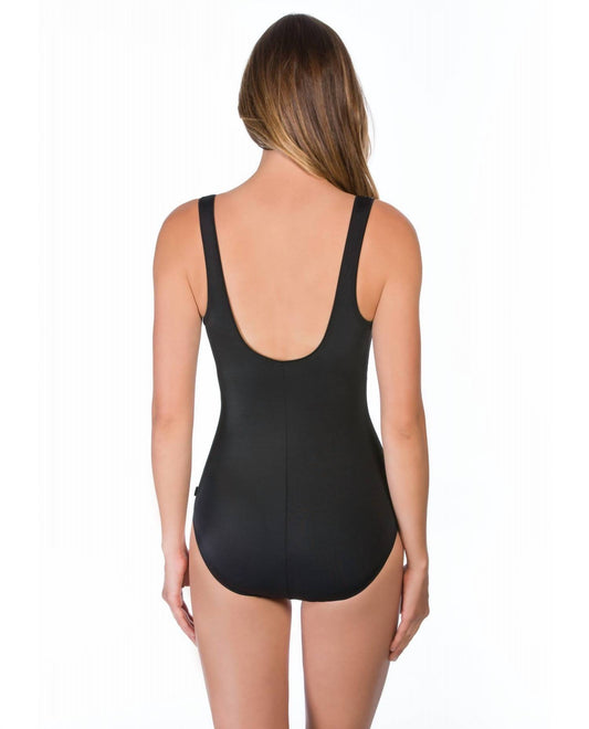 Reebok - Zip Tide Colorblock Shirred Scoop Neck One Piece