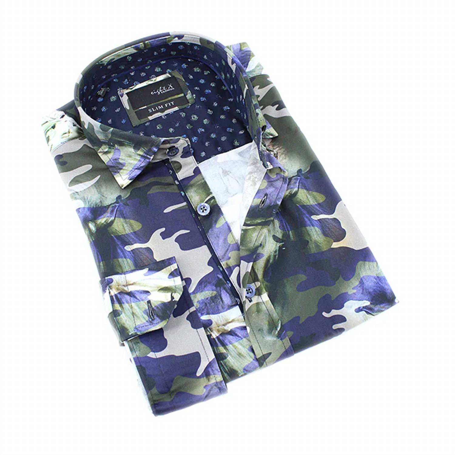 Eight X - Horses Over Camo Digital Print Button Down Shirt
