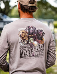 Over Under Men's Master's Of Their Craft Long Sleeve Tee in hurricane - men's long sleeve top - detail view