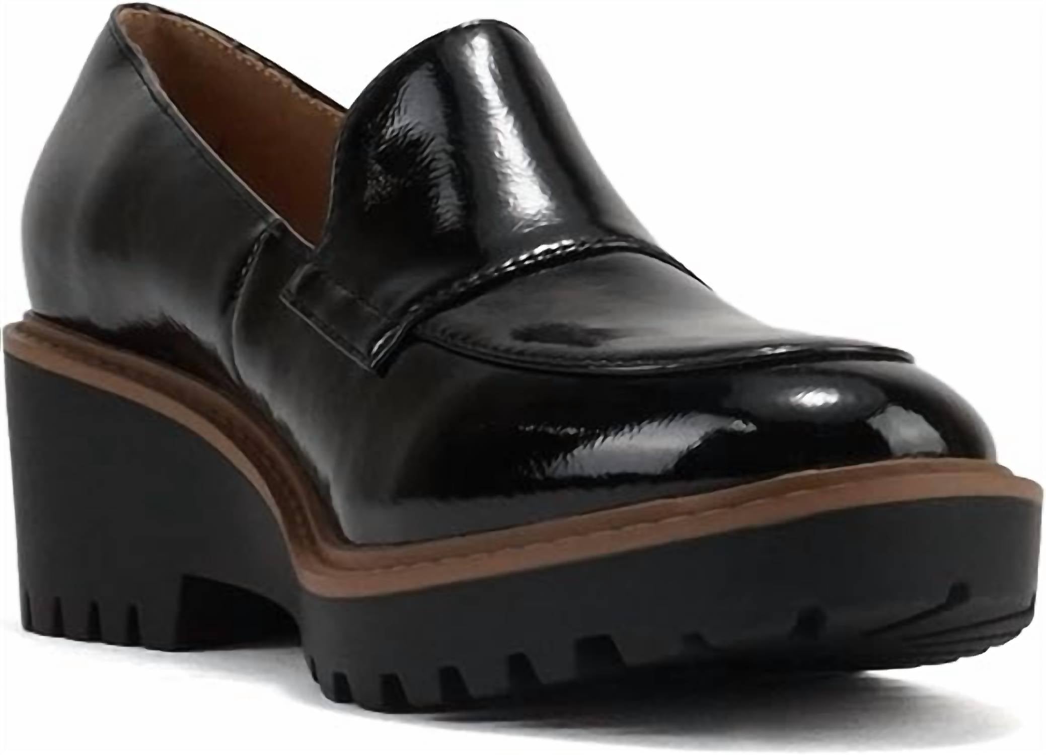 SODA Women's Smart Wedge Loafer in patent black - women's flats - detail view