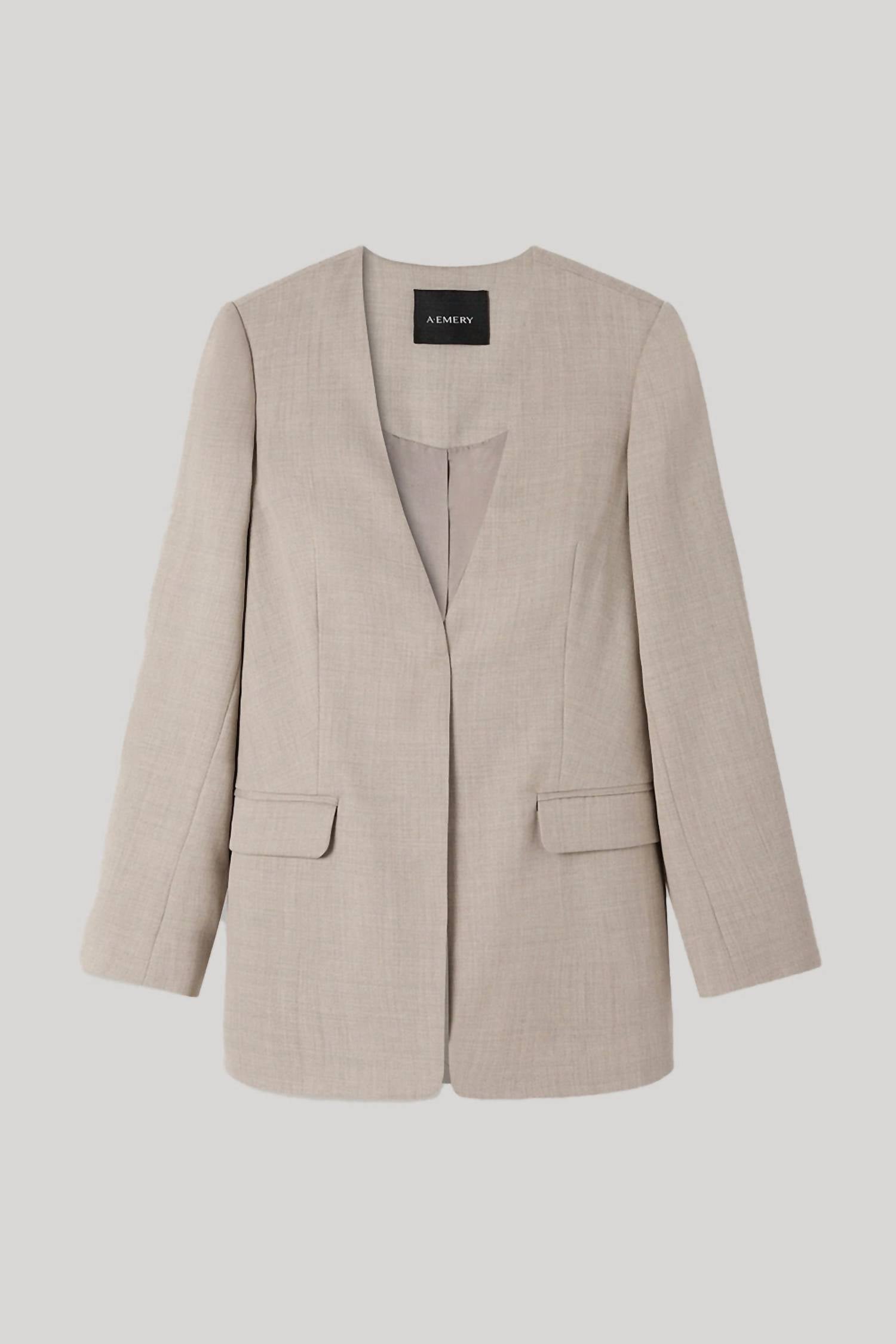 A.Emery Rosalind Wool Twill Blazer in almond - women's jacket - detail view