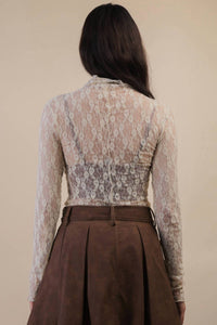 Very J - Mesh Lace Long Sleeve Top