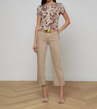 L'Agence Ressi Fitted Tee in truffle butterfly toile - women's t-shirt - view 4