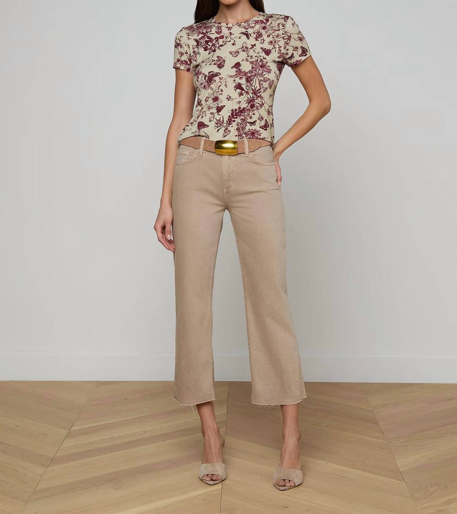 L'Agence Ressi Fitted Tee in truffle butterfly toile - women's t-shirt - view 4