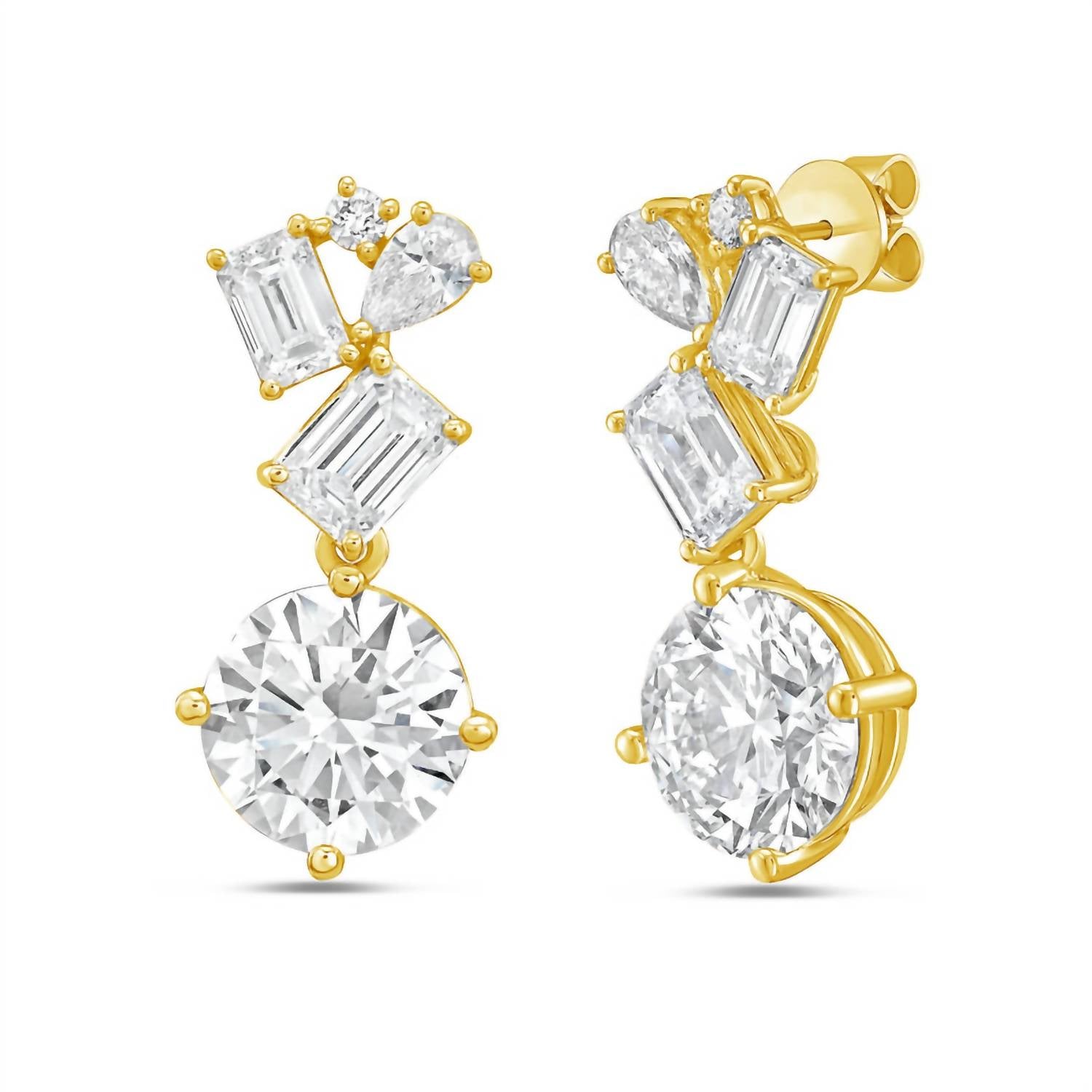 Diana M Jewels - Women's Emerald, Pear & Round Lab-Grown Diamond Stud Earrings (12.00 Ct) - Luxe
