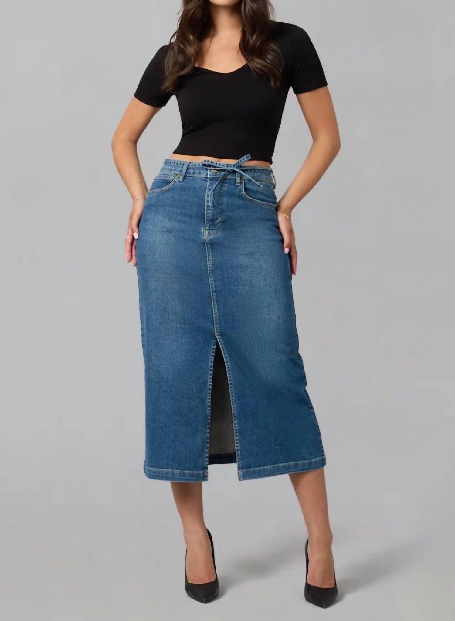 LOLA JEANS High Rise Maxi Skirt in blue - women's skirt