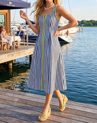 Entro - Bailey Striped Sleeveless Midi Dress