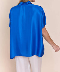 Sofia Inez Top in cerulean - women's blouse - alternate view