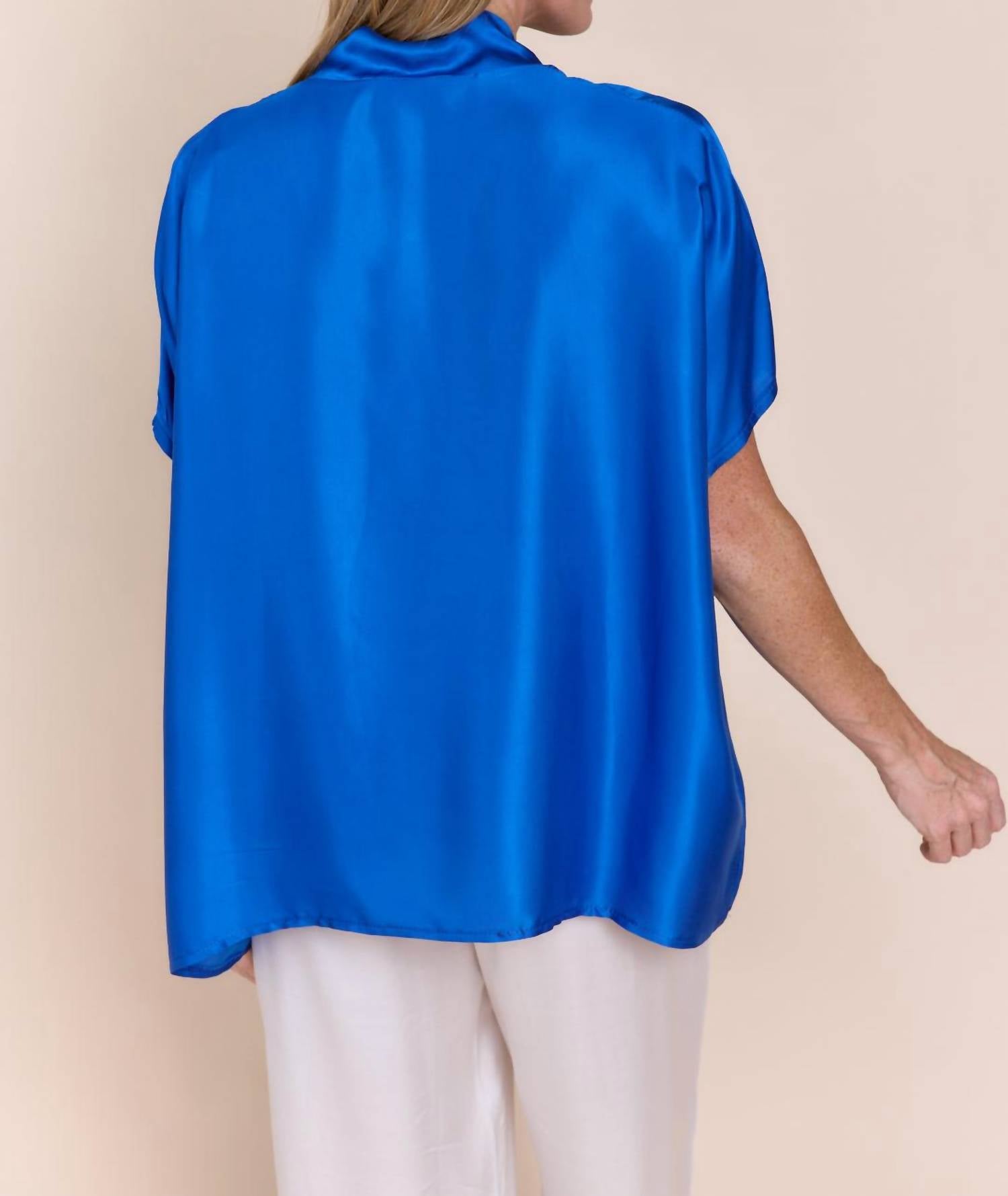 Sofia Inez Top in cerulean - women's blouse - alternate view