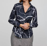 Hinson Wu - Diane Long Sleeve Equestrian Print Shirt