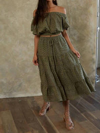 By Together Emme Eyelet Maxi Skirt in moss - women's skirt - alternate view