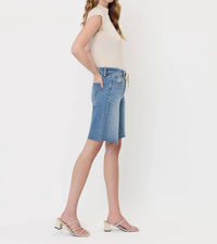 Vervet By Flying Monkey - High Rise Waist Tie Denim Bermuda Shorts