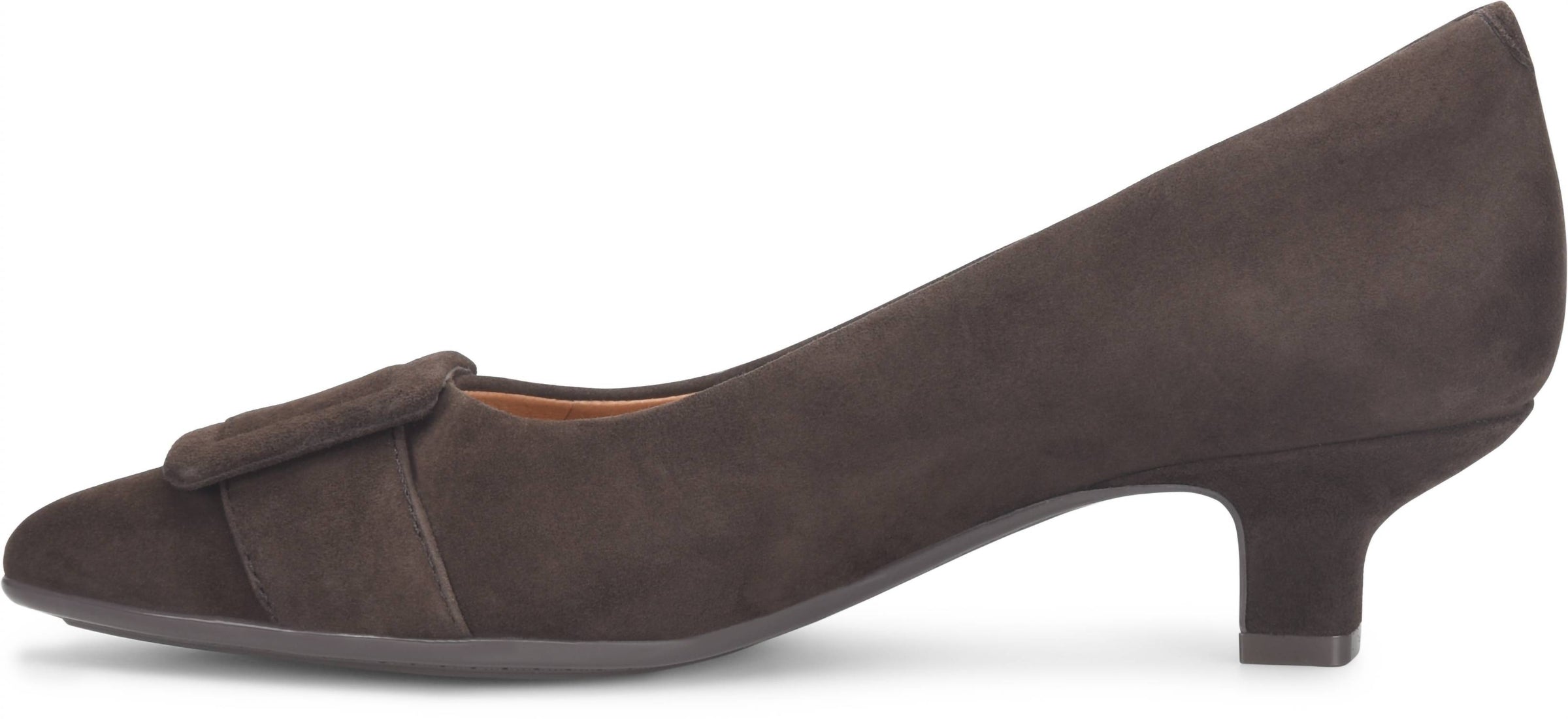 Sofft Women's Sadie Kitten Heel Pump in chocolate brown - women's heels - detail view