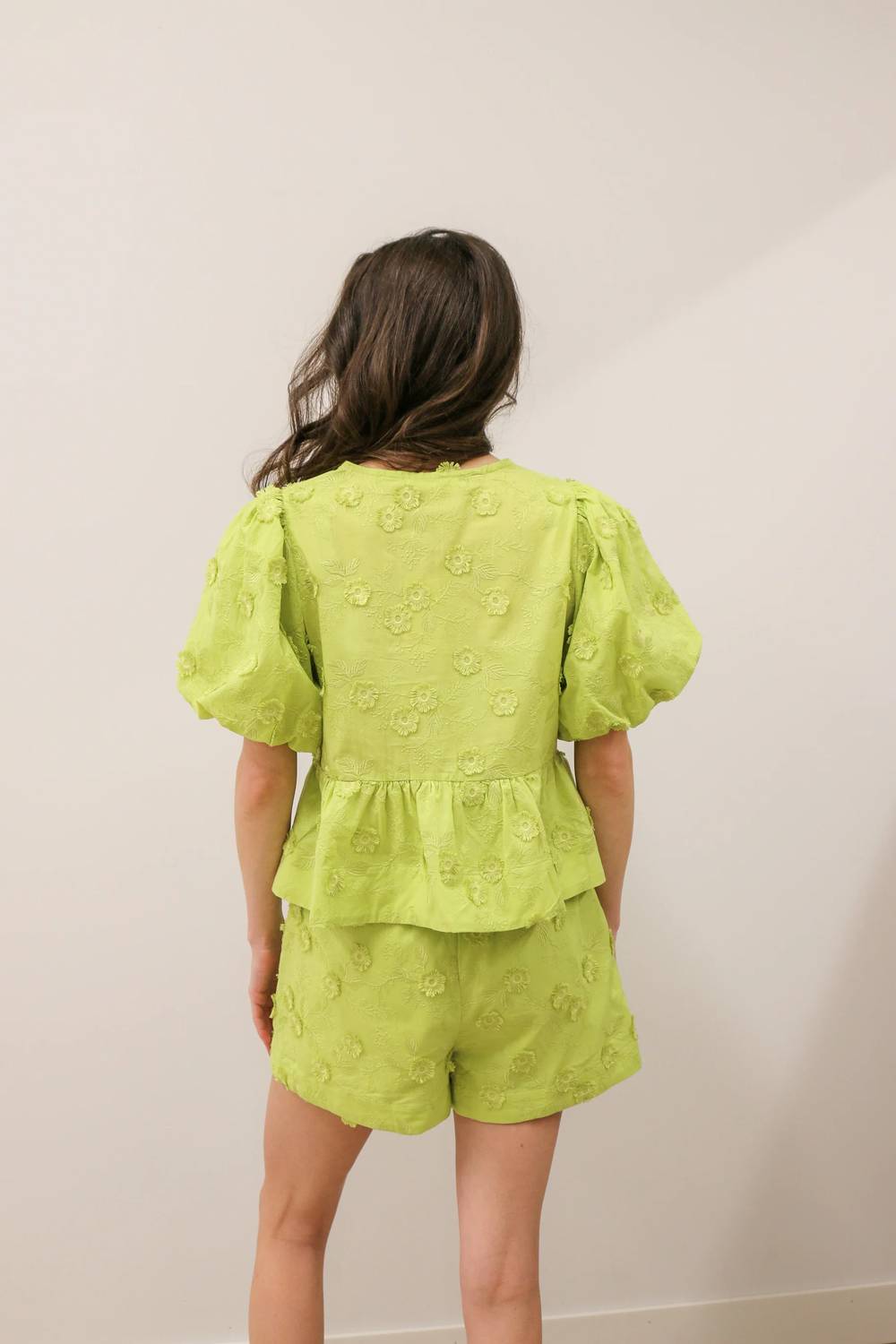 Entro - Floral Appliqué Front Tie Closure Blouse