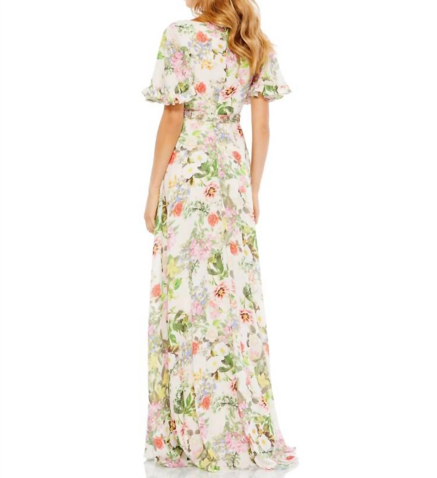 Mac Duggal - Flutter Sleeve Gown