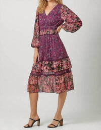 mystree Floral Fix Midi Dress in burgundy - women's dress - view 4