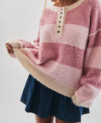 Le Lis - Long Sleeve Knit Henley Sweater Top