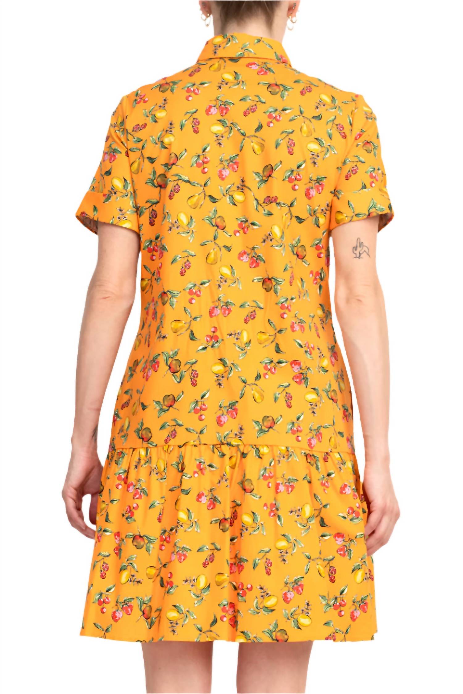 Donna Morgan - Folded Sleeve Cotton Blend Dress With Pockets