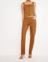 Good American - Sleeveless Twill Corset Tank Top