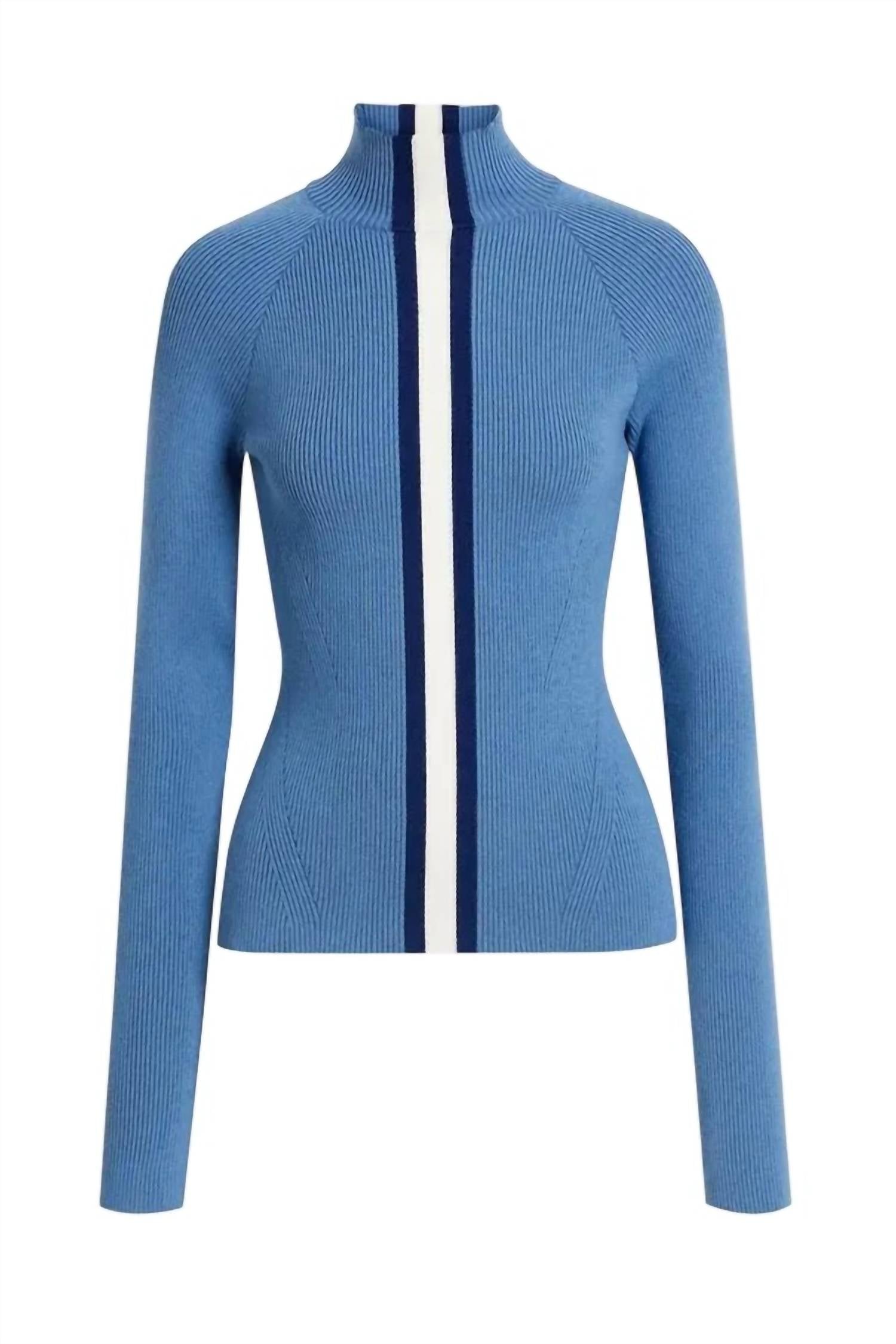 Cordova Roll Neck Azure Stripe Knit Top And Matching Pants Set in blue - women's sleepwear - alternate view