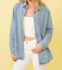 Blue B - Garment Washed Denim Pearl Shirt Jacket