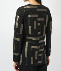 Joseph Ribkoff - Scuba & Leatherette Collarless Jacket