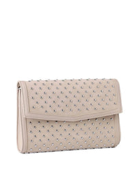 HAUTE SHORE Women's Beth Studded Suede Clutch Bag in wheat - women's bag - alternate view