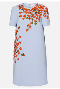 Carolina Herrera - Embroidered Short Sleeve Dress