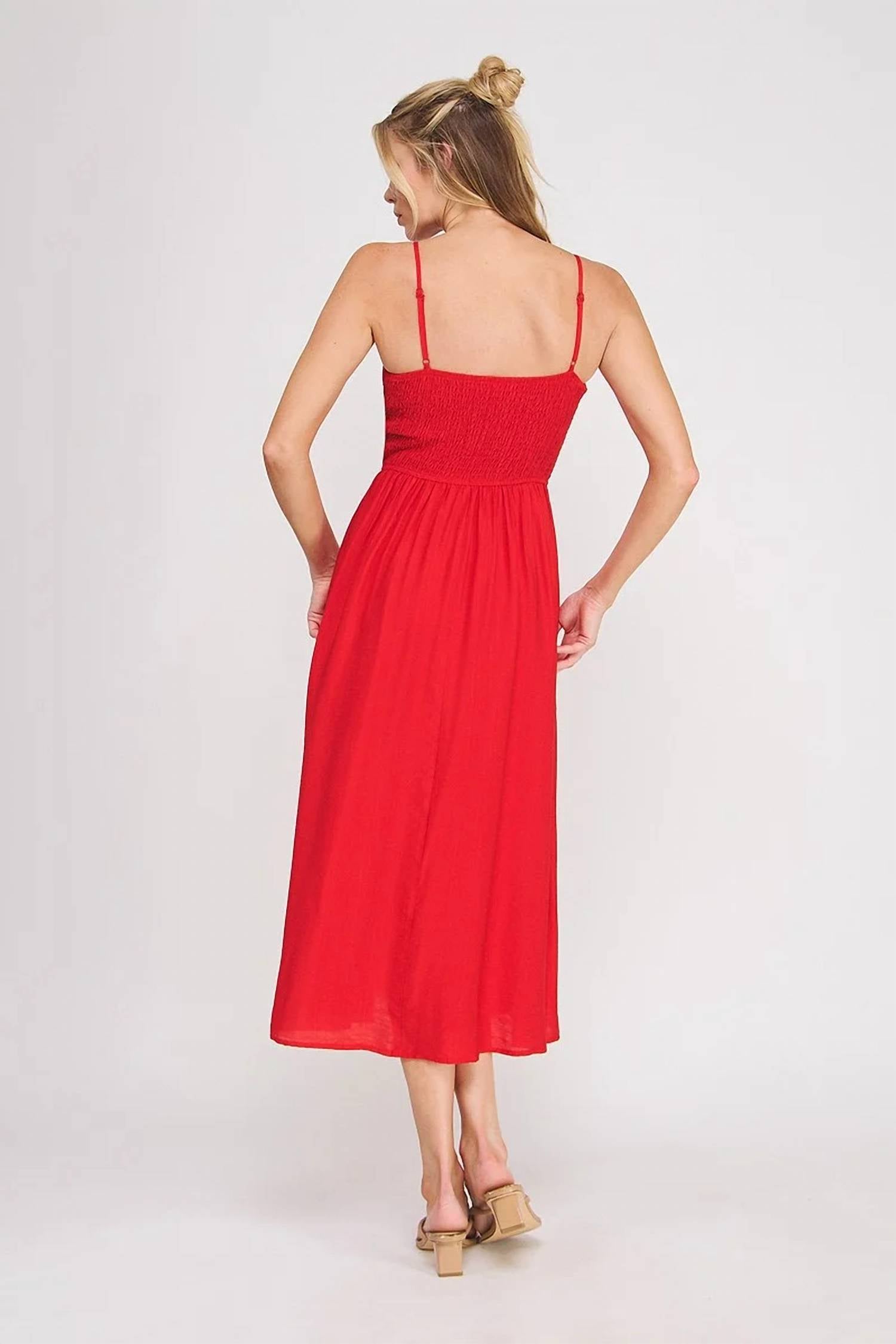 Allie Rose - Spaghetti Strap Smocked Midi Dress