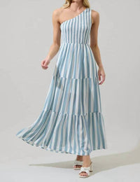 Sugar + Lips - Emerly Stripe One Shoulder Dress