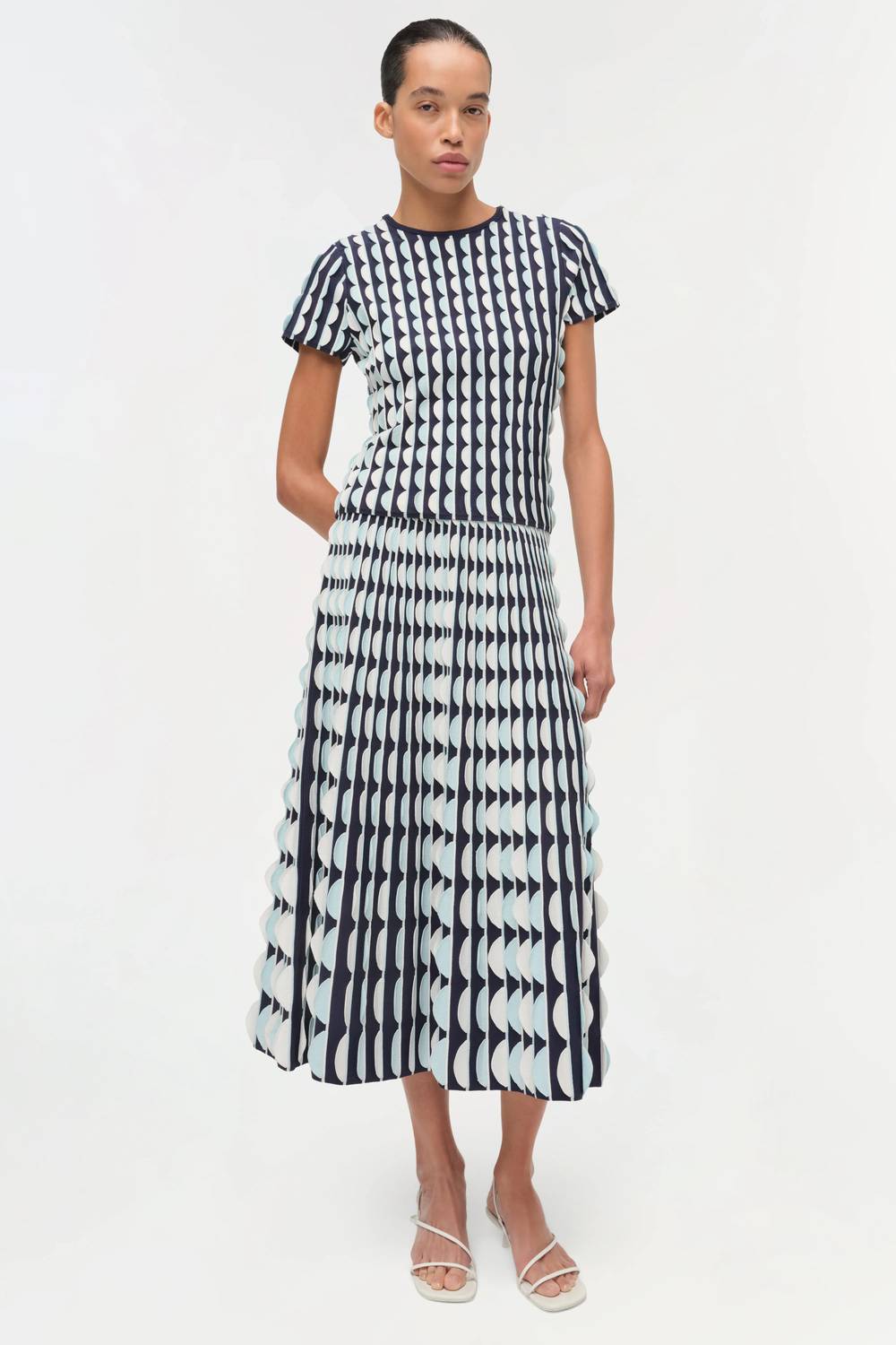 Simkhai - Micah Scalloped Knit Midi Skirt