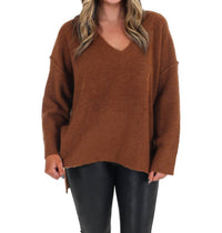 Mustard Seed - Laidback Daze Oversized V-Neck Sweater