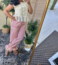 Mello - Stripe Frilly Jogger Pants