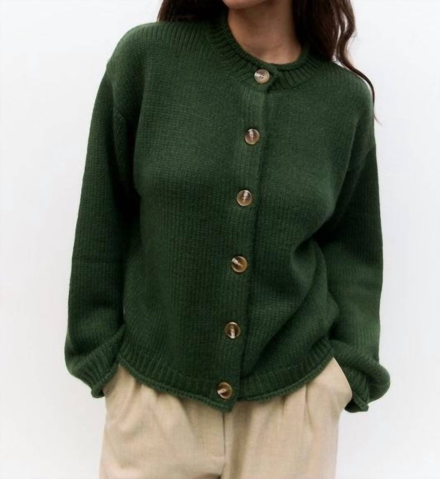 all : row Hannah Relaxed Cardigan in green - women's cardigan - view 4