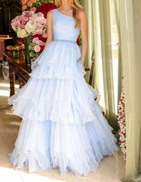 Ava Presley - One Shoulder Tiered Ruffle Ball Dress