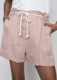 CHARLIE B Linen Short With Rope Tie in nougat - women's shorts