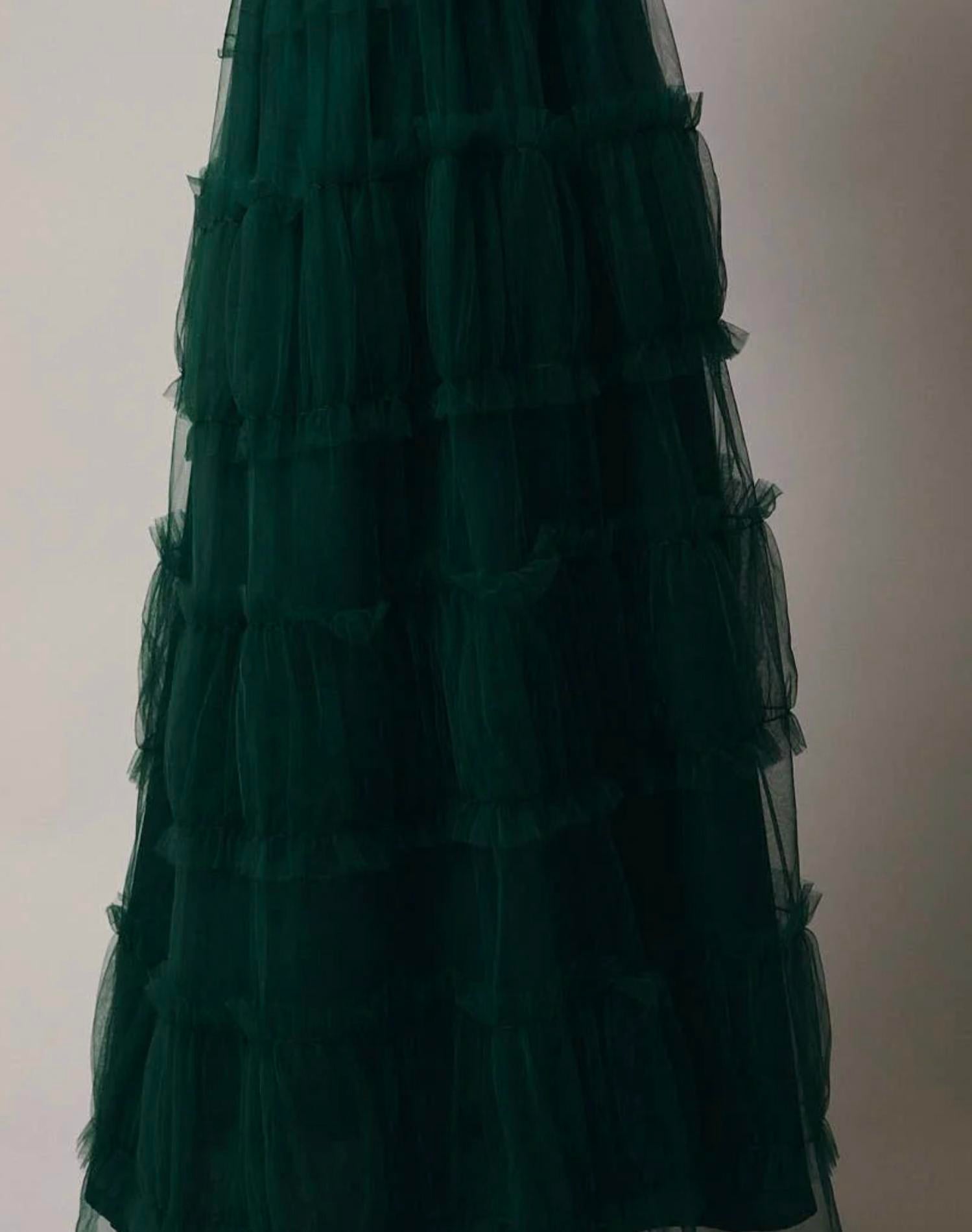 Sunday Edition - Frilled Tiered Mesh A-Line Midi Skirt