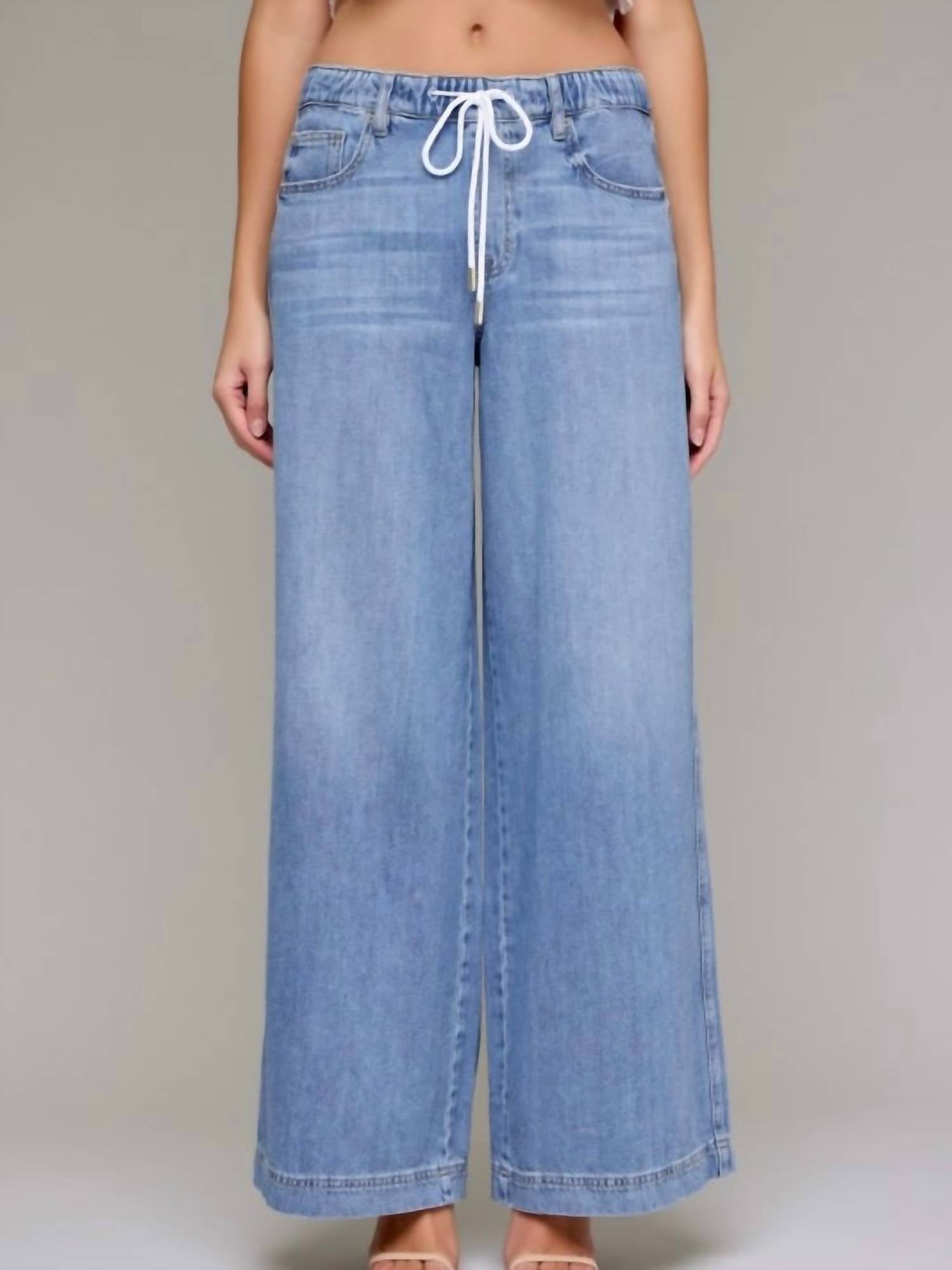 HIDDEN Drawstring Lightweight Jeans in light denim - women's jeans
