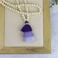 Lauren Lane - Women's Ombré Tiered Tassel Wood Bead Necklace