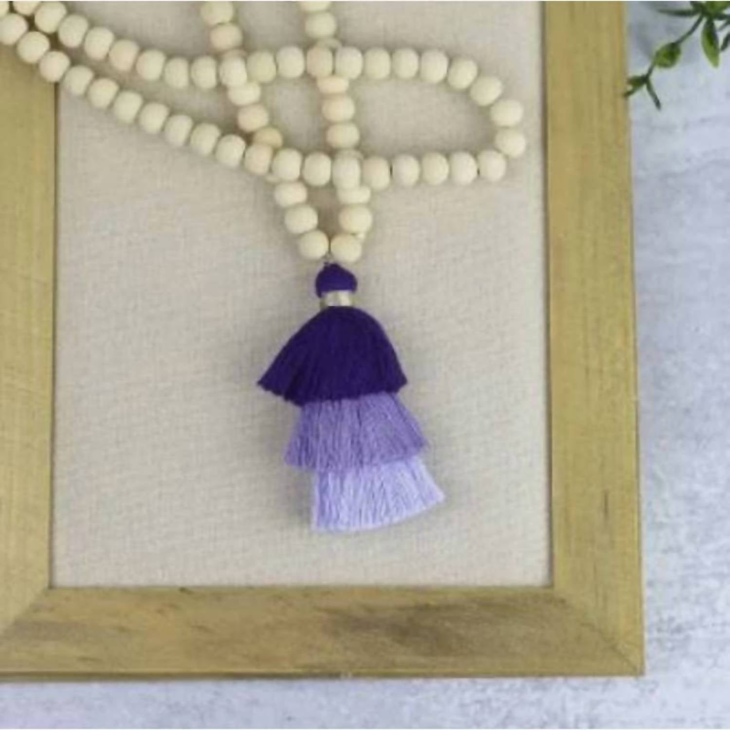 Lauren Lane - Women's Ombré Tiered Tassel Wood Bead Necklace